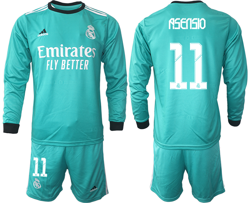 Men 2021-2022 Club Atletico Madrid second away blue Long Sleeve #11 Soccer Jersey